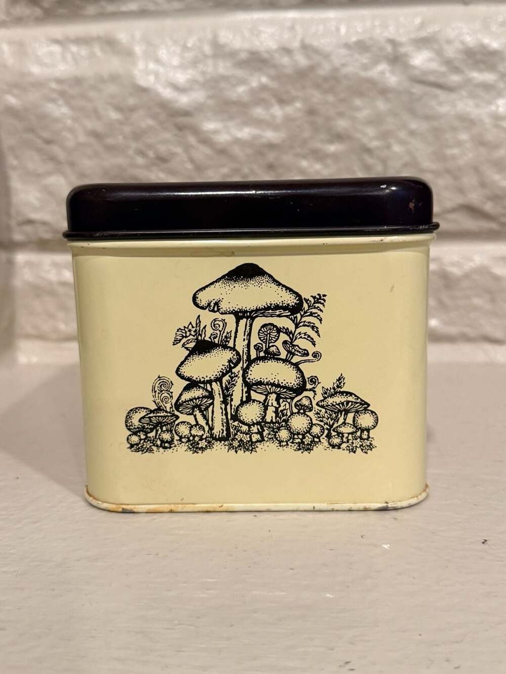 Vintage Mid-Century Retro Mushroom Tin Storage Canister